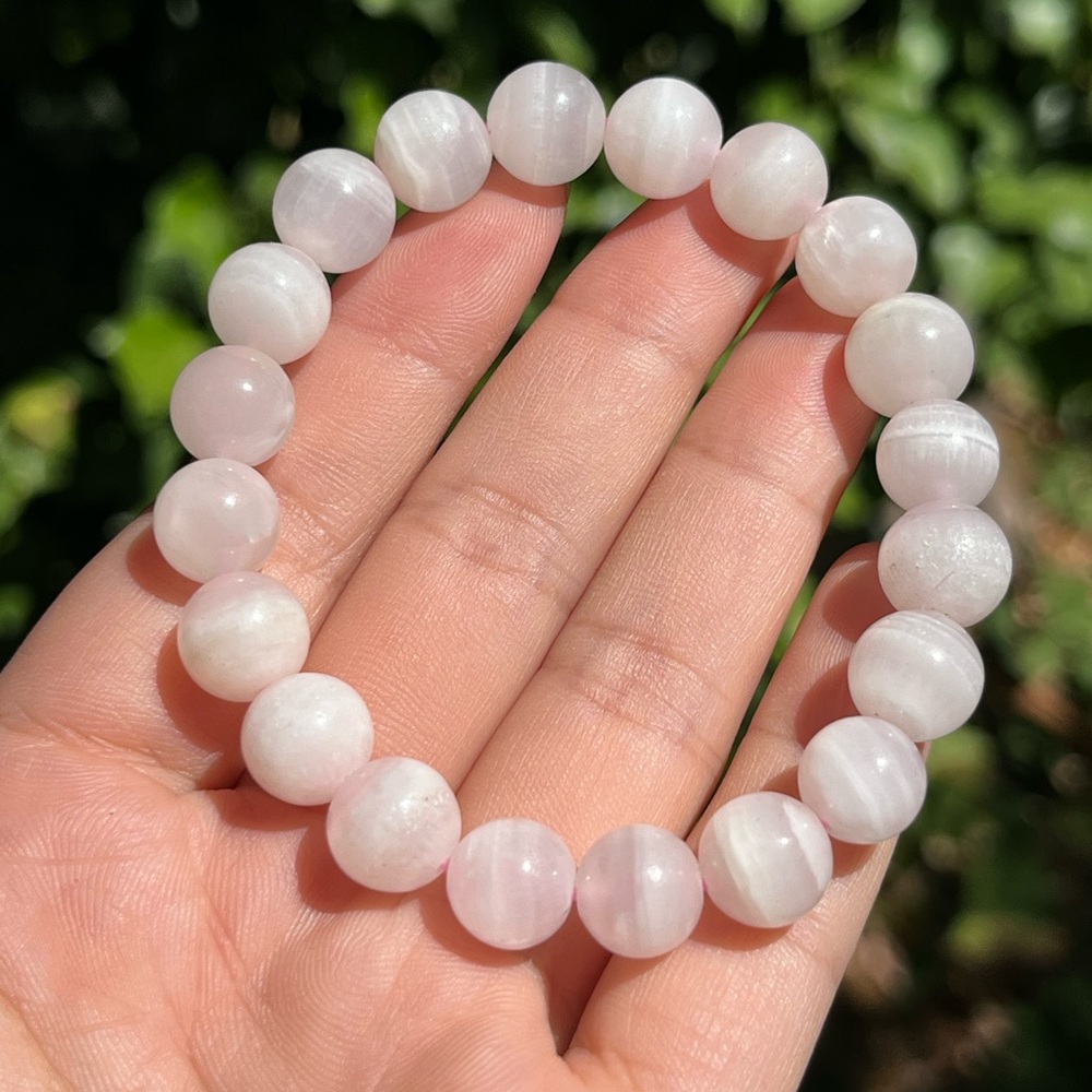 10mm stretchable pink‎ calcite bracelet